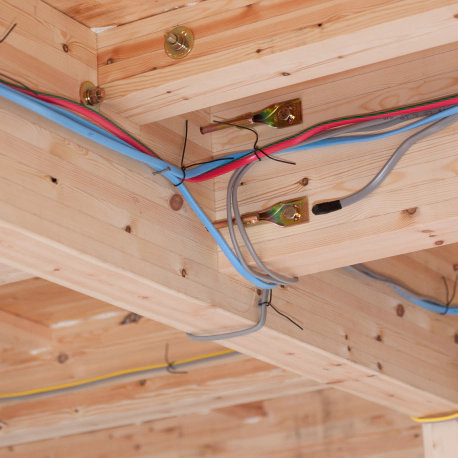 electric wirings on a ceiling
